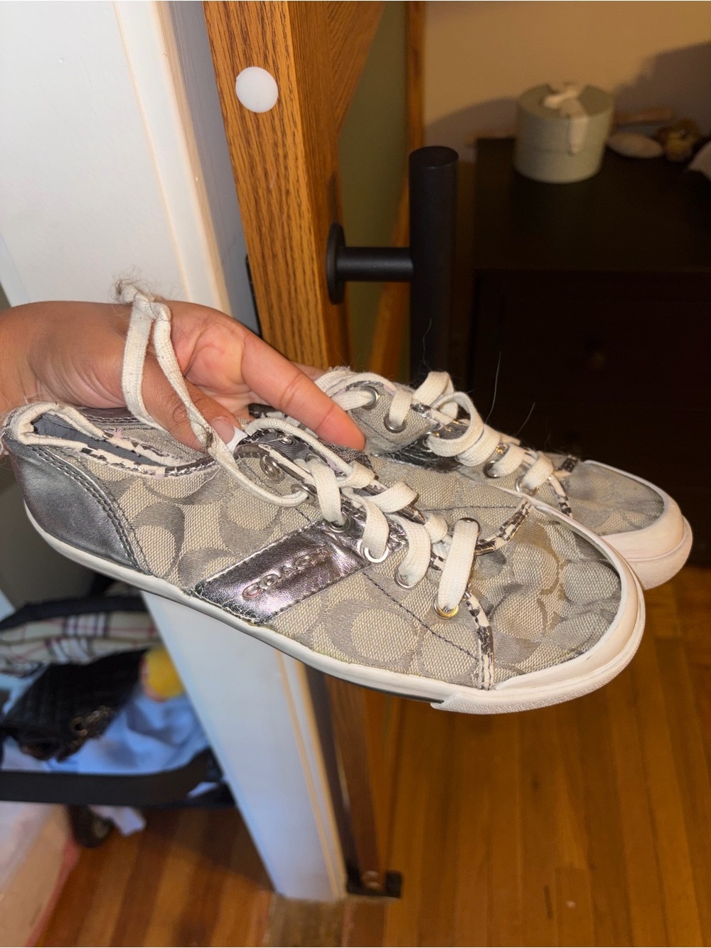 Coach Low Top Sneakers in Grey and Silver